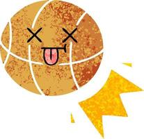 retro illustration style cartoon basketball vector