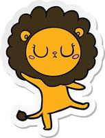 sticker of a cartoon lion dancing vector