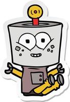 sticker of a happy cartoon robot vector