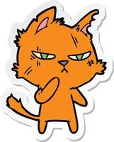 sticker of a tough cartoon cat vector