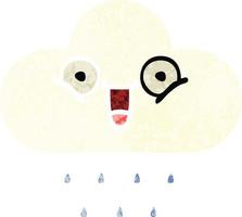 nube de lluvia de dibujos animados de estilo de ilustración retro vector