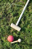 game of croquet on green lawn photo