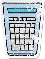 distressed sticker of a quirky hand drawn cartoon calculator vector