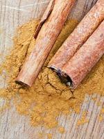 top view of sticks and powdered Cinnamon photo