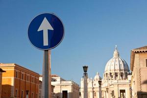 Road sign in Rome city photo