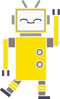 flat color retro cartoon robot vector