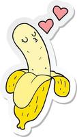 sticker of a cartoon banana in love vector