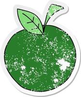 distressed sticker of a quirky hand drawn cartoon apple vector