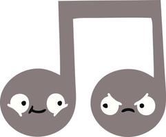 flat color retro cartoon musical note vector