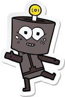 sticker of a happy cartoon robot dancing vector