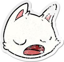 distressed sticker of a cartoon cat face vector