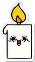 sticker of a cute cartoon lit candle vector