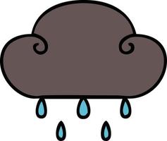 quirky hand drawn cartoon rain cloud vector