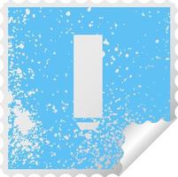 distressed square peeling sticker symbol red pencil vector