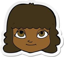 sticker of a cartoon happy female face vector