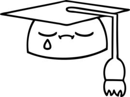 line drawing cartoon graduation hat vector