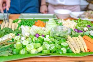 Vegetable for Thai food eat with Nam Prik Kapi shrimp paste chilli sauce. photo