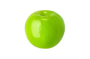 fresh green apple on clear solid and white background in studio light. photo