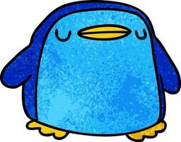 textured cartoon kawaii of a cute penguin vector