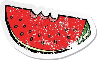 retro distressed sticker of a cartoon watermelon slice vector