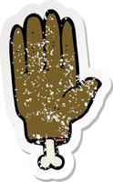 retro distressed sticker of a cartoon severed hand vector