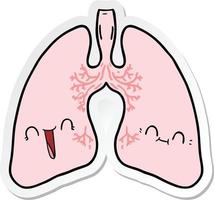 pegatina de los pulmones de una caricatura vector