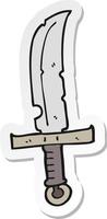 sticker of a cartoon knife vector