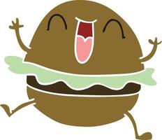 quirky hand drawn cartoon happy burger vector