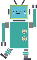 flat color retro cartoon happy robot vector