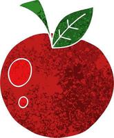 Manzana roja de dibujos animados de estilo de ilustración retro peculiar vector