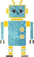 retro illustration style cartoon robot vector