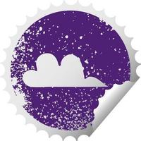 distressed circular peeling sticker symbol cloud vector