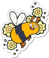 sticker of a cartoon bee vector