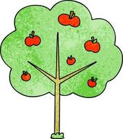 quirky hand drawn cartoon apple tree vector