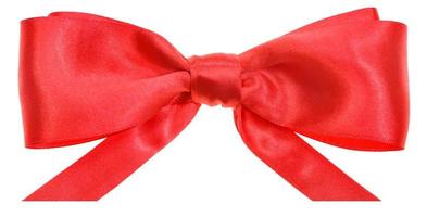 real red ribbon bow with horizontal cut ends photo