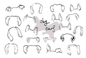 Pet  dog Ears Outline Drawing doodle sketh vector icon illustration