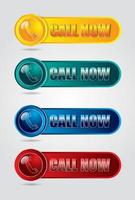 Telephone, call now icon set, button, color glossy. vector