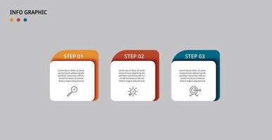 plantilla de negocio de diseño infográfico vectorial con iconos y 3 opciones o pasos. se puede utilizar para diagramas de proceso, presentaciones, diseño de flujo de trabajo, pancarta, diagrama de flujo, gráfico de información vector