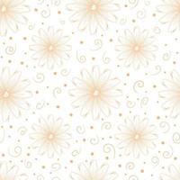 Seamless pattern with yellow calendula in a linear style isolated on a white background vector