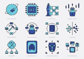 conjunto de iconos de inteligencia artificial vector