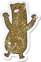 distressed sticker of a quirky hand drawn cartoon bear vector