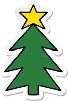 sticker of a cute cartoon christmas tree vector