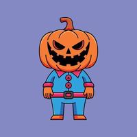 monstruo calabaza cabeza halloween lindo dibujos animados doodle icono ilustración vector