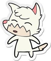 sticker of a cartoon fox vector