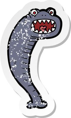 retro distressed sticker of a cartoon leech