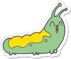 sticker of a funny cartoon caterpillar vector