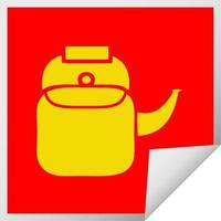 square peeling sticker cartoon kettle pot vector