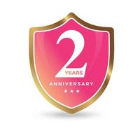 2nd Second Anniversary Celebrating icon logo label Vector event gold color shield