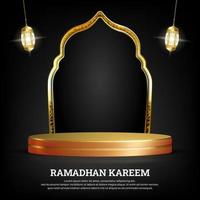 islamic social media post with 3d podium vector