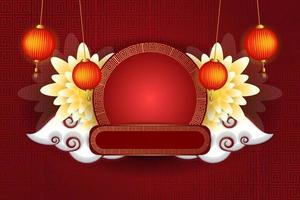 chinese new year concept with copy space background on red vector